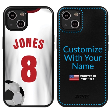 Custom Soccer Jersey Hybrid Case for iPhone 14 - (Black Case, White Jersey)
