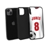 Custom Soccer Jersey Hybrid Case for iPhone 14 - (Black Case, White Jersey)
