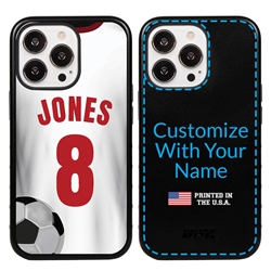 
Custom Soccer Jersey Hybrid Case for iPhone 14 Pro - (Black Case, White Jersey)