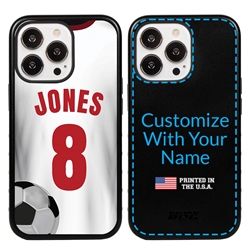 
Custom Soccer Jersey Hybrid Case for iPhone 14 Pro - (Black Case, White Jersey)