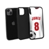 Custom Soccer Jersey Hybrid Case for iPhone 14 Plus - (Black Case, White Jersey)
