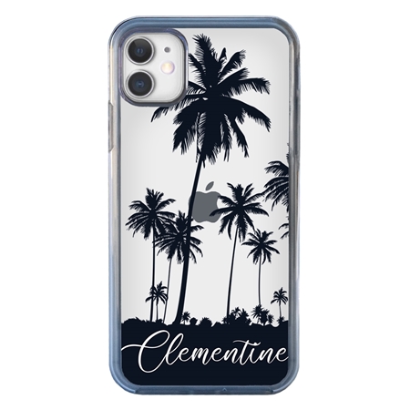Personalized Tropical Case for iPhone 11 – Clear – Palm Tree Silhouette
