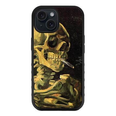 Famous Art Case for iPhone 15 Plus (Van Gogh – Skull with Burning Cigarette) 
