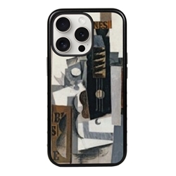 
Famous Art Case for iPhone 15 Pro – Hybrid – (Picasso – Glass Guitar and Bottle) 