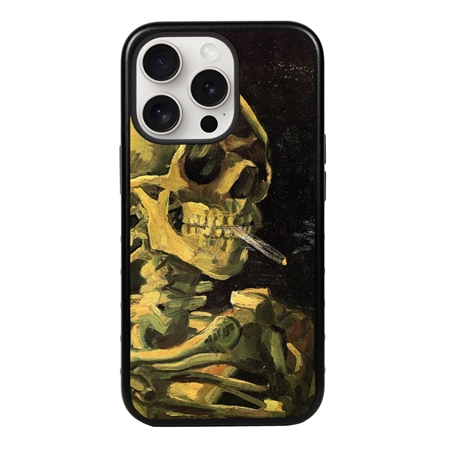 Famous Art Case for iPhone 15 Pro (Van Gogh – Skull with Burning Cigarette) 

