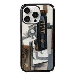 
Famous Art Case for iPhone 15 Pro Max – Hybrid – (Picasso – Glass Guitar and Bottle) 