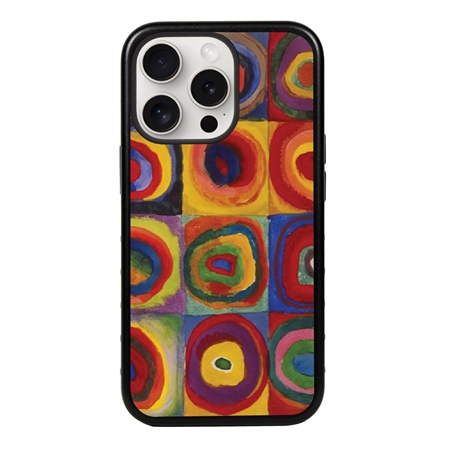 Famous Art Case for iPhone 15 Pro Max – Hybrid – (Wassily Kandinsky – Squares with Concentric Rings) 
