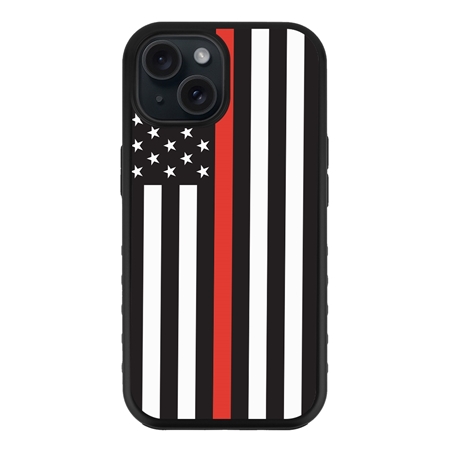 Guard Dog American Flag Protective Hybrid Case for iPhone 15 - Thin Red Line - Honor

