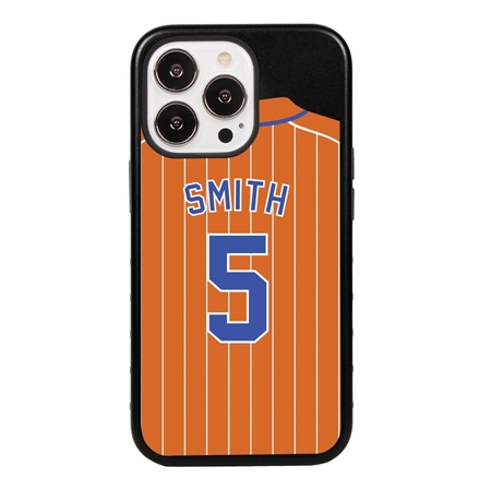 Personalized Pinstripe Baseball Jersey Case for iPhone 13 Pro (Black Case)
