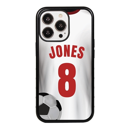 Custom Soccer Jersey Case for iPhone 13 - (Black Case, White Jersey)
