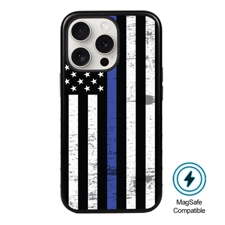 Guard Dog MagSafe American Flag-Thin Blue Line-Hero Case for iPhone 15 Pro
