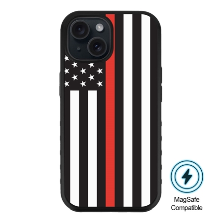 Guard Dog MagSafe American Flag-Thin Red Line-Honor Case for iPhone 15 Plus
