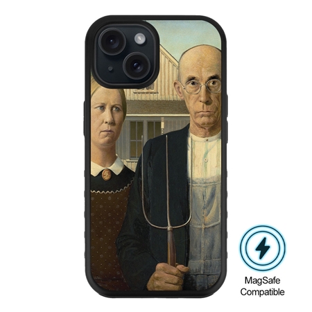 Famous Art MagSafe Case for iPhone 15 Plus (Wood - American Gothic) 
