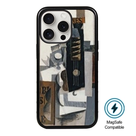 Famous Art MagSafe Case for iPhone 15 Pro Max (Picasso - Glass Guitar and Bottle) 

