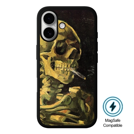 Famous Art Case for iPhone 16 (Van Gogh - Skull with Burning Cigarette) 
