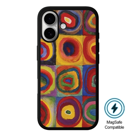Famous Art Case for iPhone 16 (Kandinsky - Squares with Concentric Rings) 
