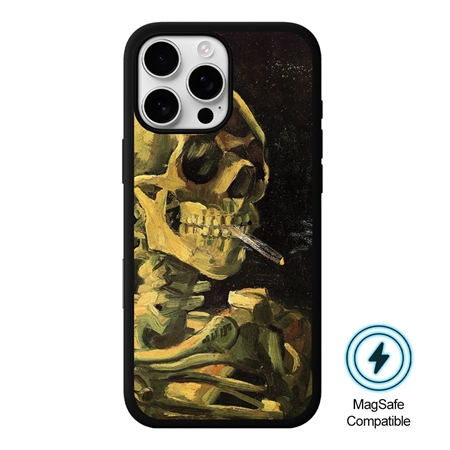 Famous Art Case for iPhone 16 Pro Max (Van Gogh - Skull with Burning Cigarette) 
