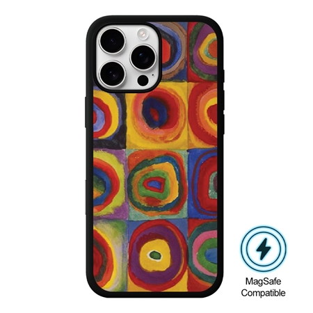 Famous Art Case for iPhone 16 Pro Max (Kandinsky - Squares with Concentric Rings) 
