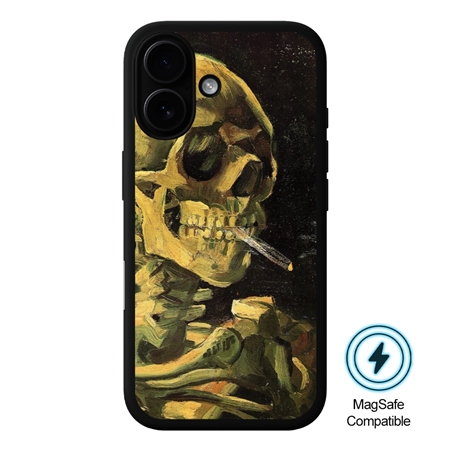 Famous Art Case for iPhone 16 Plus (Van Gogh - Skull with Burning Cigarette) 
