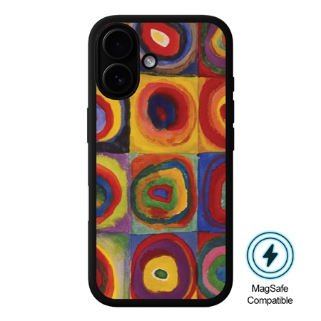 Famous Art Case for iPhone 16 Plus (Kandinsky - Squares with Concentric Rings) 
