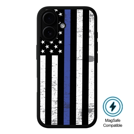 Guard Dog American Flag-Thin Blue Line-Hero MagSafe Case for iPhone 16 Plus
