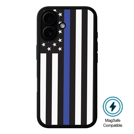 Guard Dog American Flag-Thin Blue Line-Honor MagSafe Case for iPhone 16 Plus
